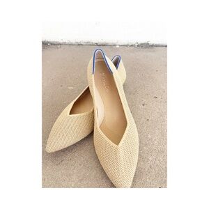 Rothy’s The Pointe II Flats, Ballet Flat, Pointed Toe - Gold Metallic Stripe 9.5